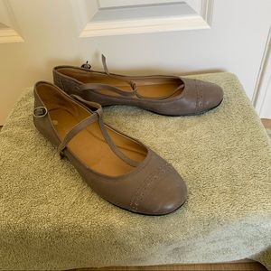 Grey T-Strap Nine West Flats